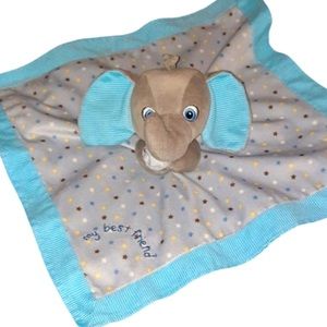 GARANIMALS ELEPHANT DOTS MY BEST FRIEND LOVEY SECURITY BLANKET SATIN BACK